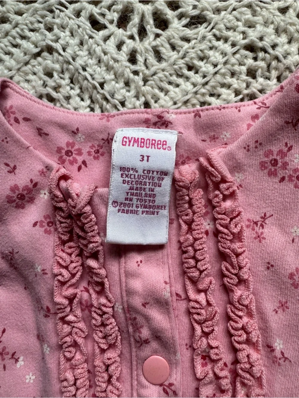 Vintage Gymboree Navy Mushroom Dress Pink Floral 3T Early 2000’s